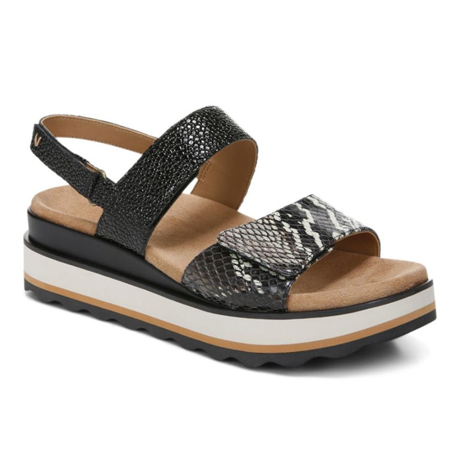 Womens Shoes Vionic | Womens Vionic Brielle Snake Platform Sandal Black