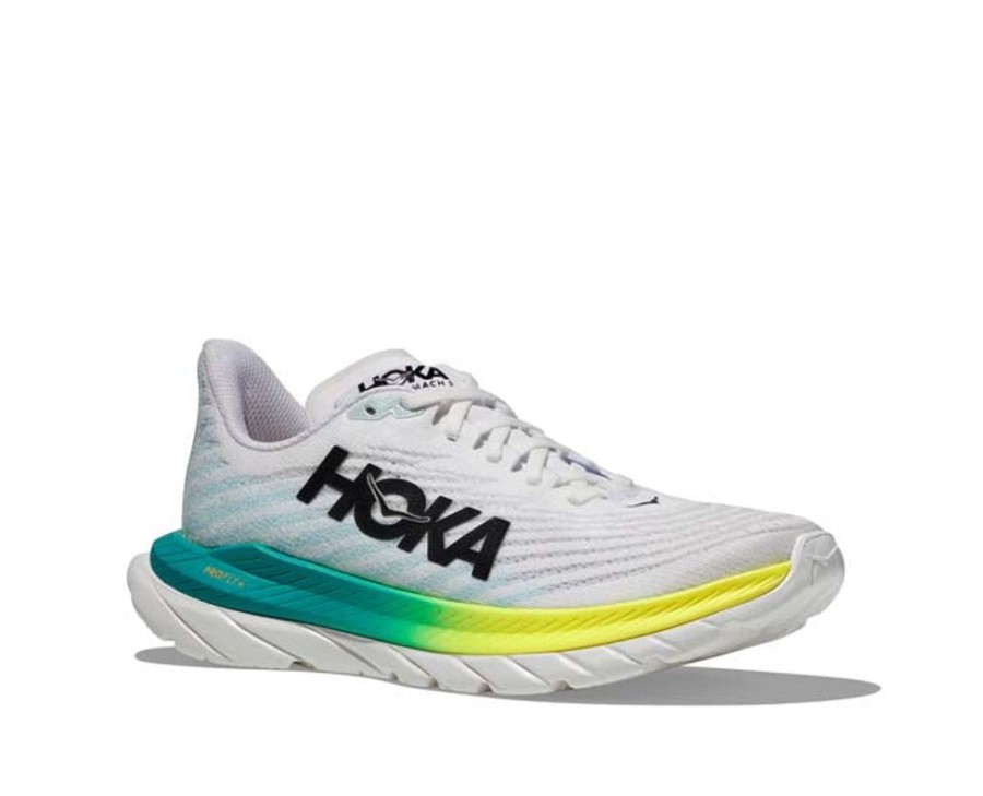 Womens Shoes Hoka | Womens Hoka Mach 5 In White/Blue Glass