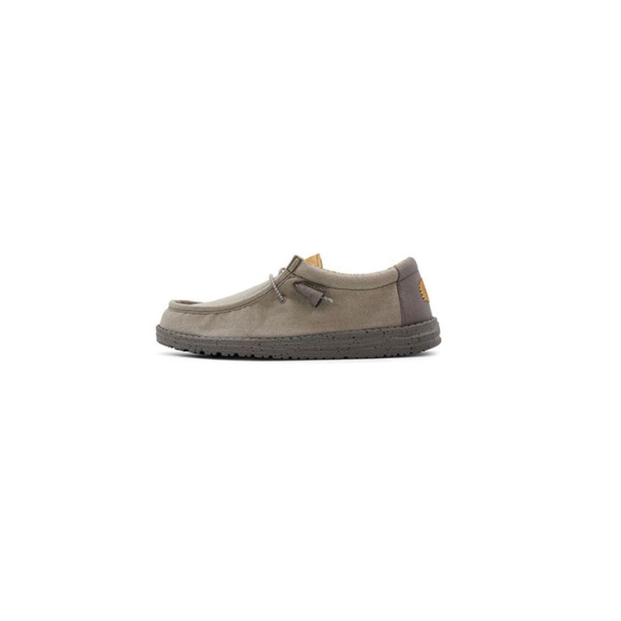 Mens Shoes Hey Dude | Mens Hey Dude Wally Washed Canvas In Charcoal