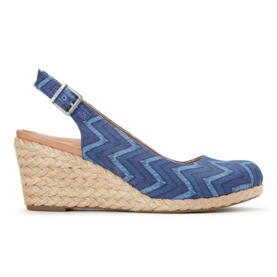 Womens Shoes Vionic | Womens Vionic Coralina Wedge Navy Chevron