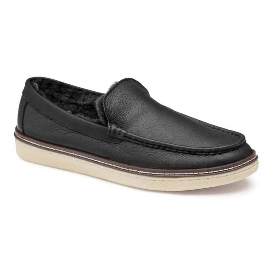 Mens Shoes Johnston & Murphy | Mens Johnston & Murphy Mcguffey Shearling Slipper Black