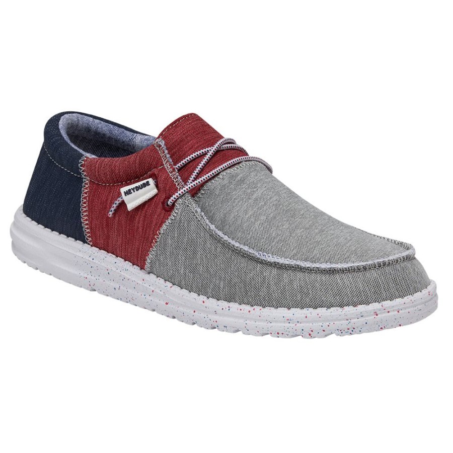 Mens Shoes Hey Dude | Men'S Hey Dude Wally Sox Tri Fans In Red/White/Blue