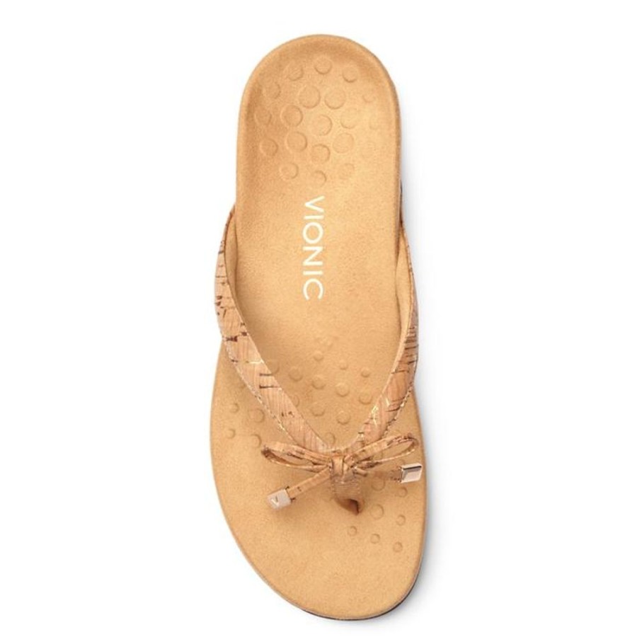 Womens Shoes Vionic | Womens Vionic Bella Toe Post Sandal Gold Cork