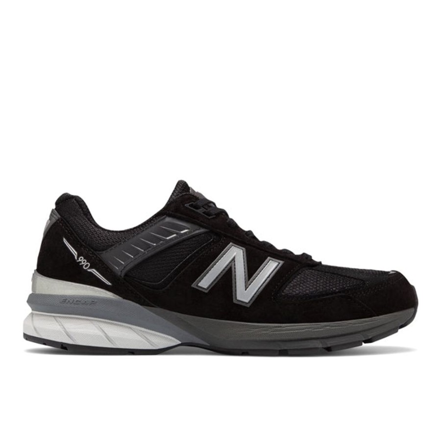 Mens Shoes New Balance | Mens New Balance 990V5 Black With Silver