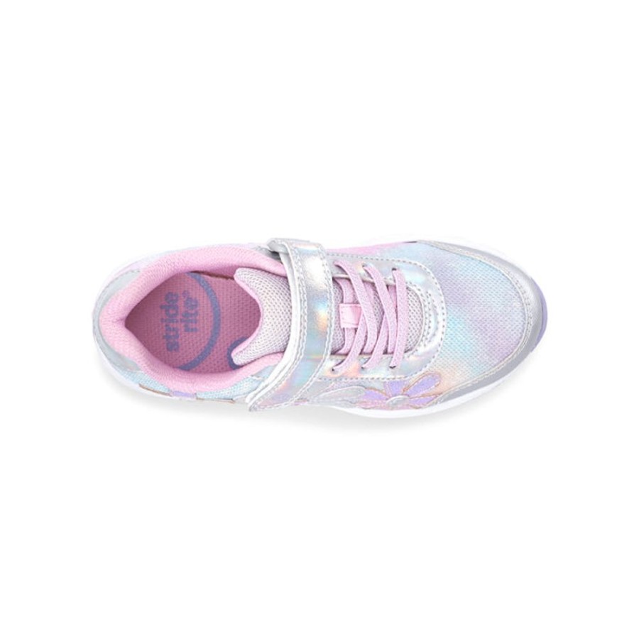 Girls Shoes Stride Rite | Big Girl Stride Rite Lighted Glimmer Iridescent