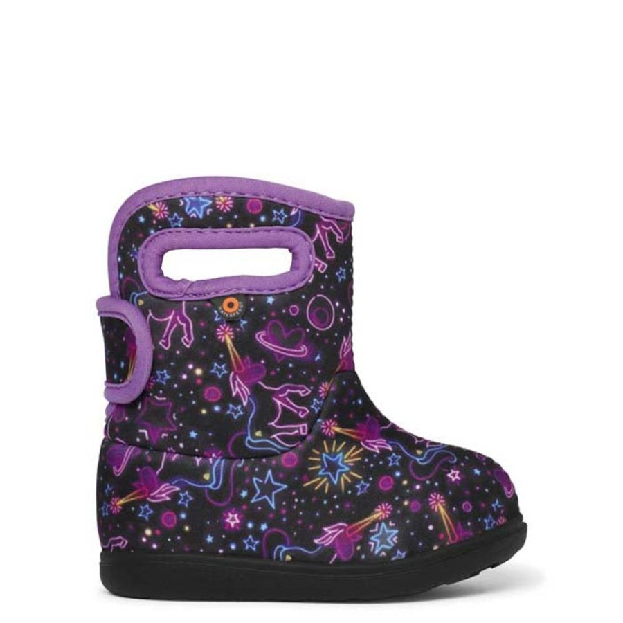 Girls Shoes Bogs | Infant Girl Bogs Baby Bog Ii Neon Unicorn In Black Multi