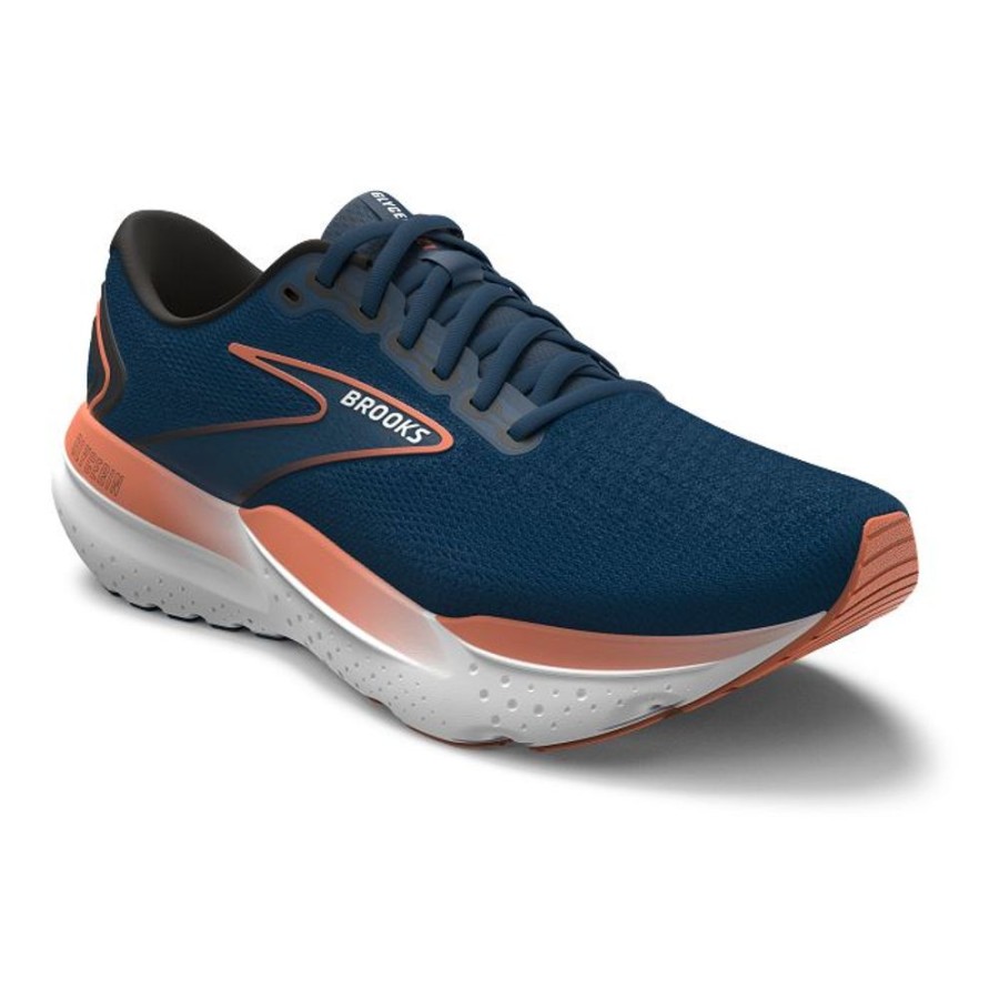 Mens Shoes Brooks Running | Mens Brooks Running Glycerin 21 In Blue Opal/Black/Nasturtium