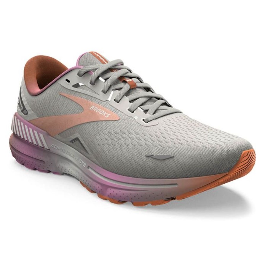 Womens Shoes Brooks Running | Womens Brooks Running Adrenaline Gts 23 In White Sand/Sunset/Fuchsia