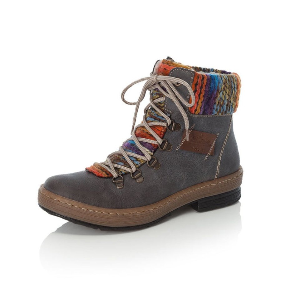 Womens Shoes Rieker | Womens Rieker Felicitas Ankle Boot In Basalt/Nuss