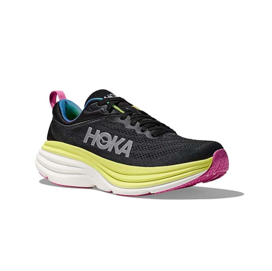 Womens Shoes Hoka | Womens Hoka Bondi 8 In Black/Citrus Glow