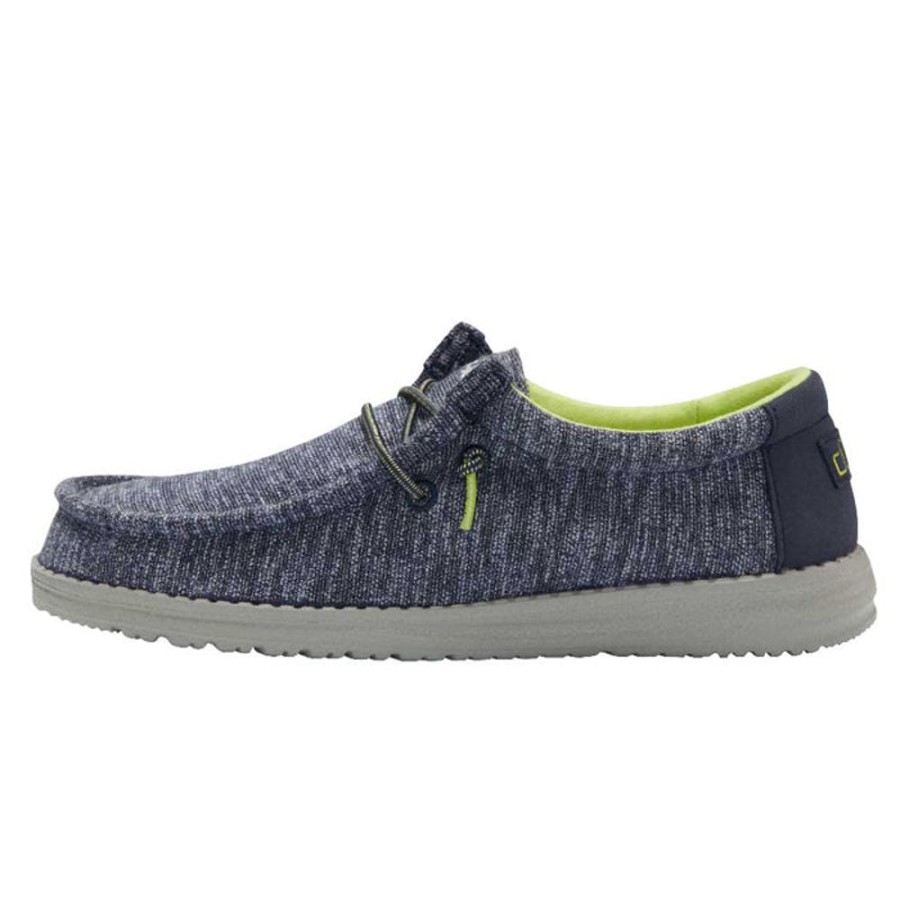 Boys Shoes Hey Dude | Big Boy Hey Dude Wally Stretch Slip On Loafer In Navy