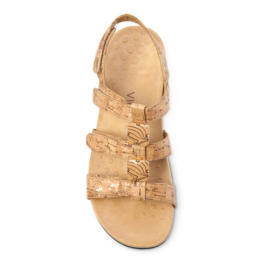 Womens Shoes Vionic | Womens Vionic Amber Adjustable Sandal Gold Cork