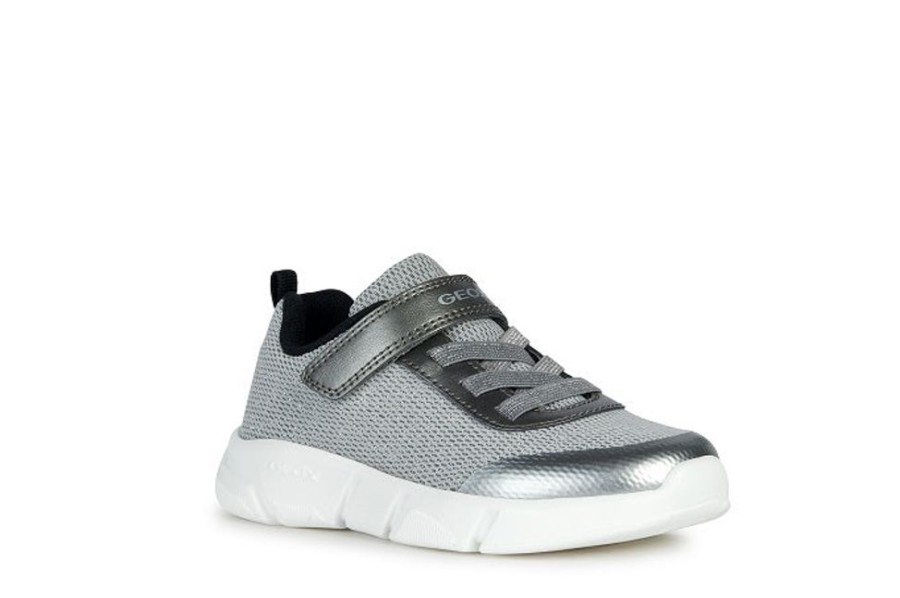 Girls Shoes Geox | Big Girl Geox Aril In Silver/Black