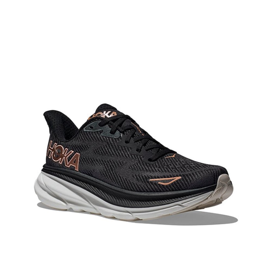 Womens Shoes Hoka | Womens Hoka Clifton 9 In Black/Rose Gold