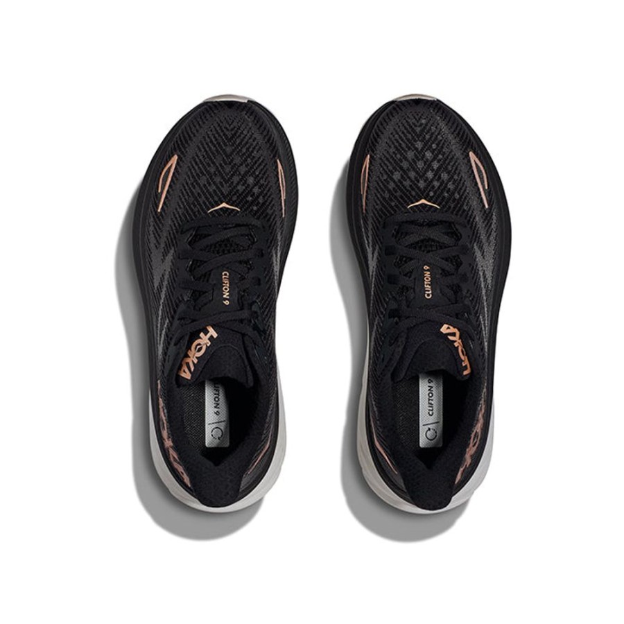 Womens Shoes Hoka | Womens Hoka Clifton 9 In Black/Rose Gold