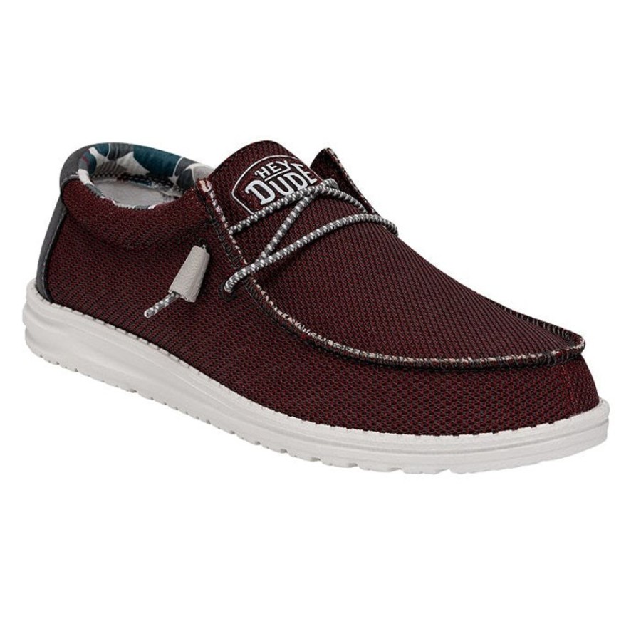 Mens Shoes Hey Dude | Mens Hey Dude Wally Sox Triple Needle In Karanda Red