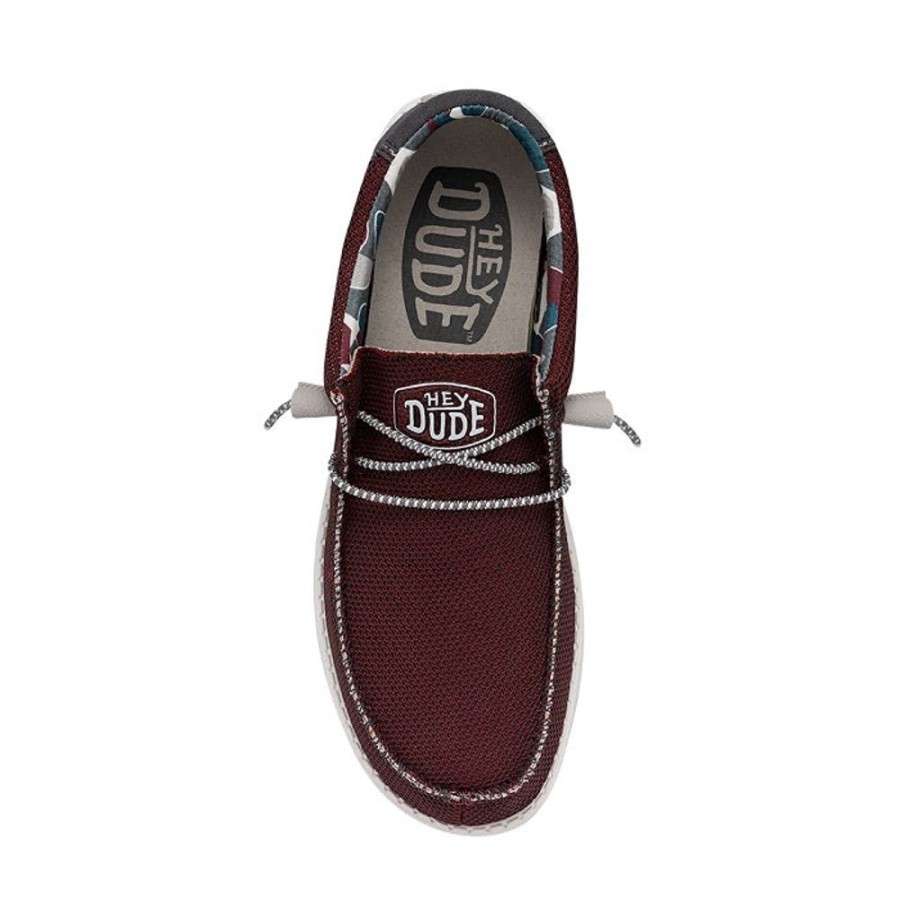 Mens Shoes Hey Dude | Mens Hey Dude Wally Sox Triple Needle In Karanda Red