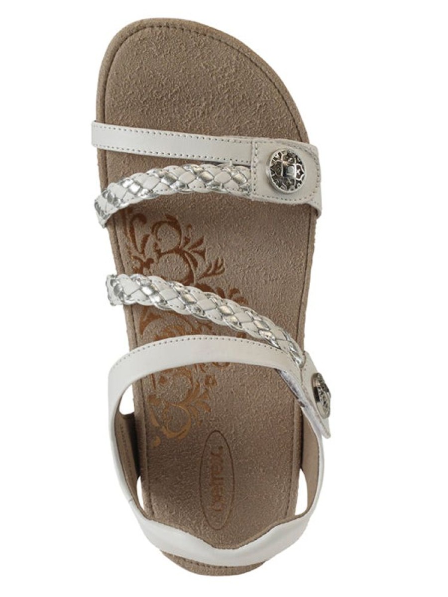 Womens Shoes Aetrex | Womens Aetrex Jillian Braided Quarter Strap Sandal White