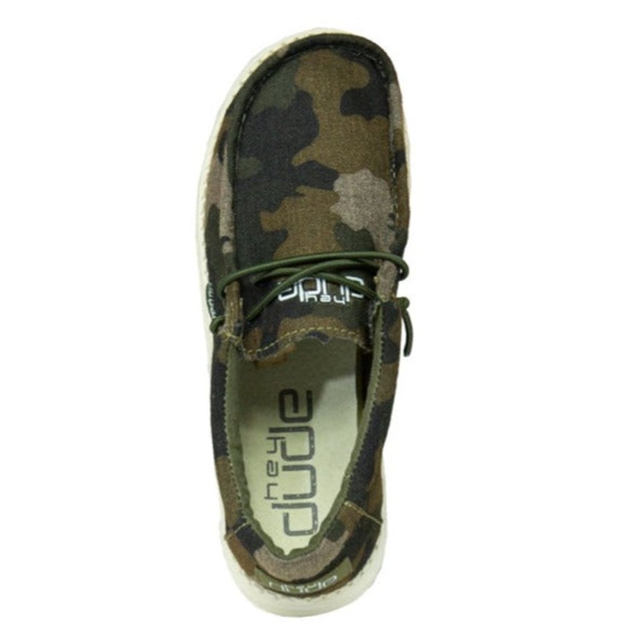 Boys Shoes Hey Dude | Big Boy Hey Dude Wally Slip On Loafer In Linen Camo