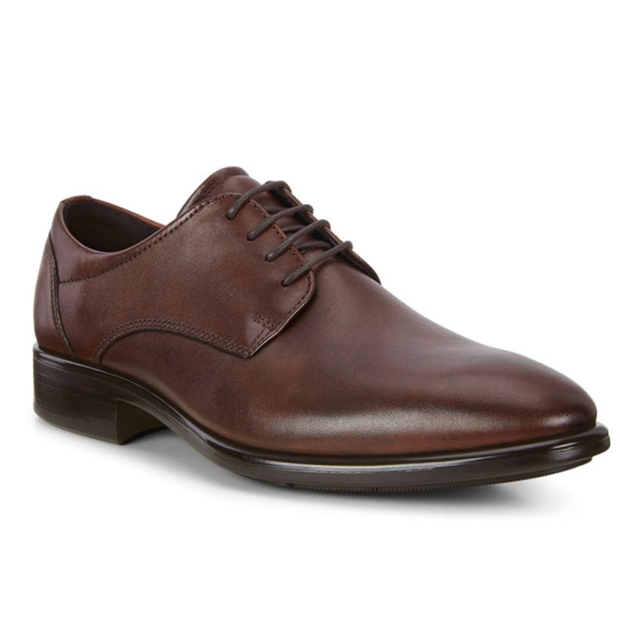 Mens Shoes Ecco | Mens Ecco City Tray Plain Toe Cognac