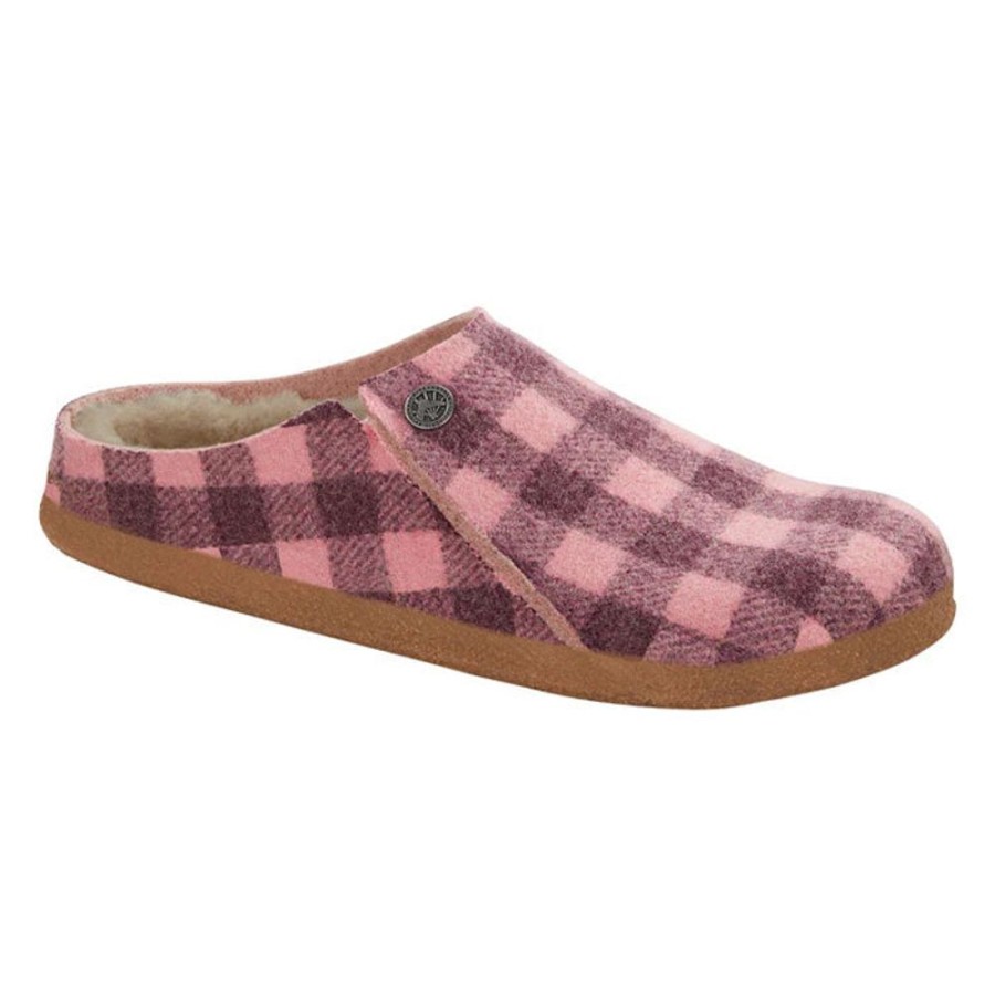 Womens Shoes Birkenstock | Womens Birkenstock Zermatt Shearling Narrow In Plaid Pink/Sandcastle