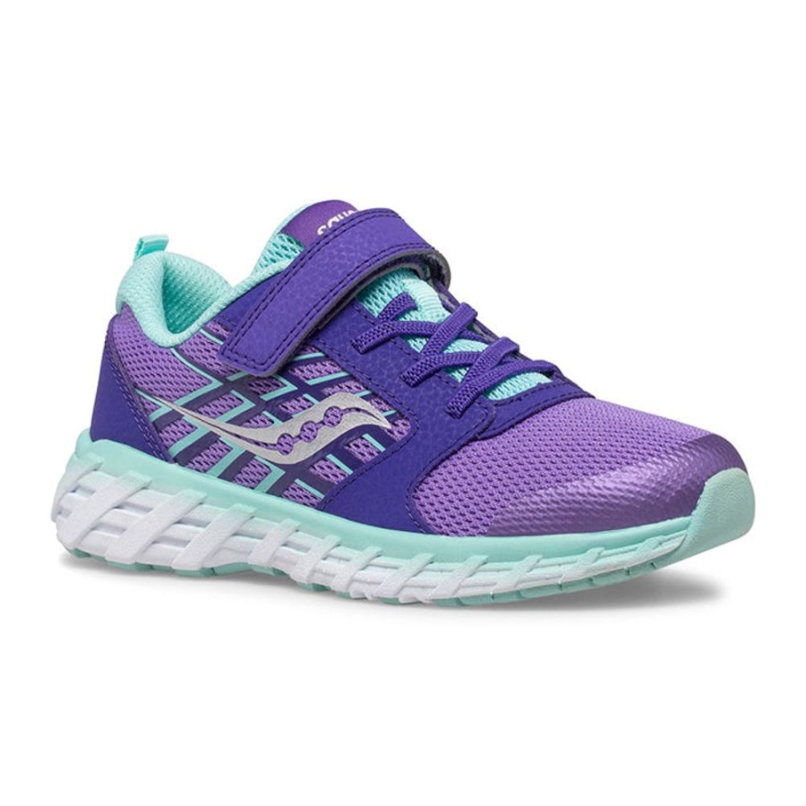 Girls Shoes Saucony | Big Girl Saucony Wind A/C 2.0 Purple/Turq