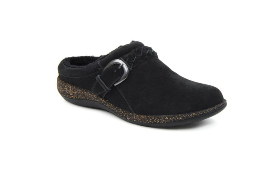 Womens Shoes Aetrex | Womens Aetrex Libby Fleece In Black