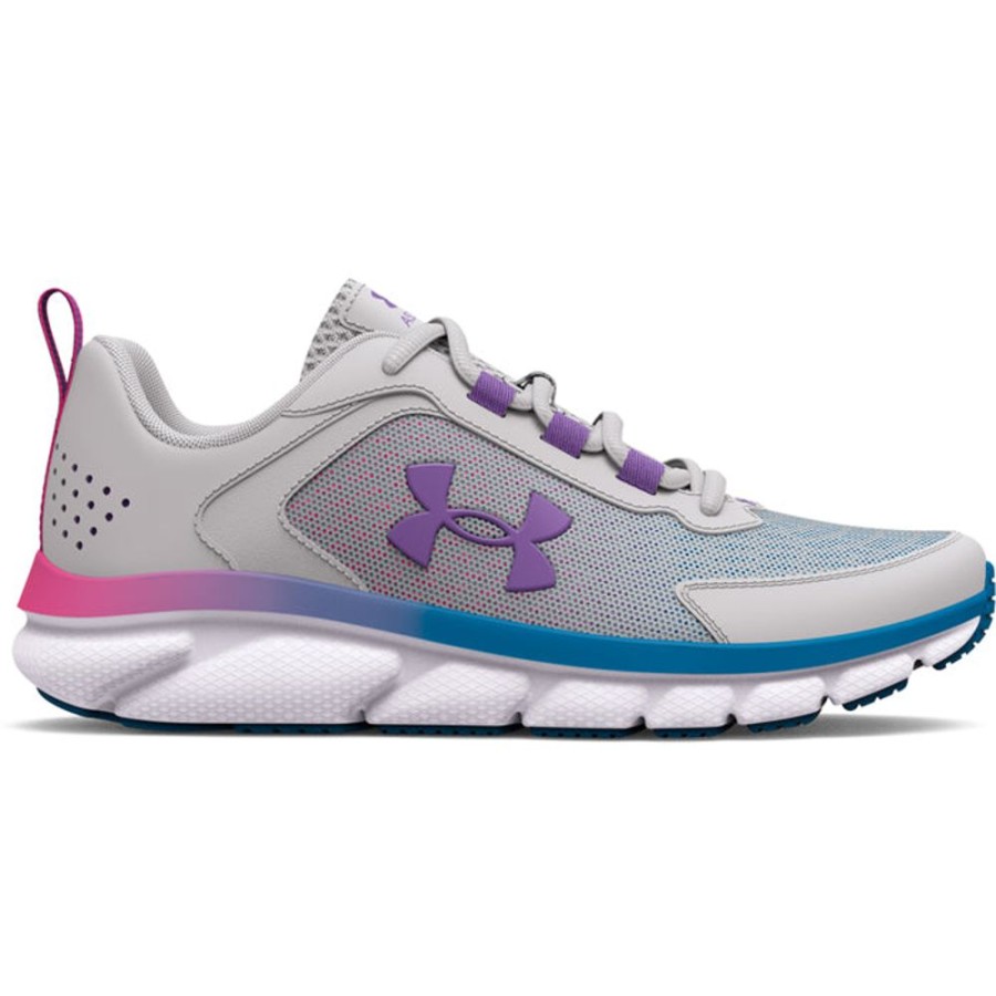 Girls Shoes Under Armour | Big Girl Under Armour Assert 9 In Halo Gray/White/Vivid Lilac