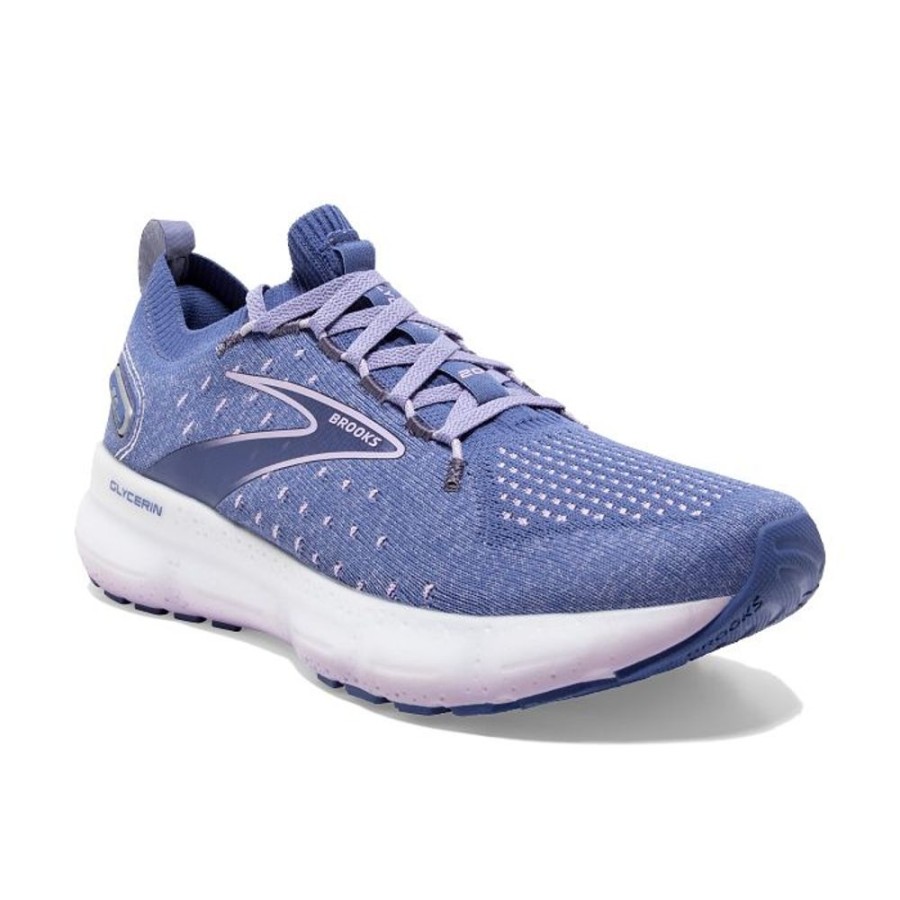 Womens Shoes Brooks Running | Womens Brooks Running Glycerin Stealthfit 20 In Blue/Pastel Lilac/White