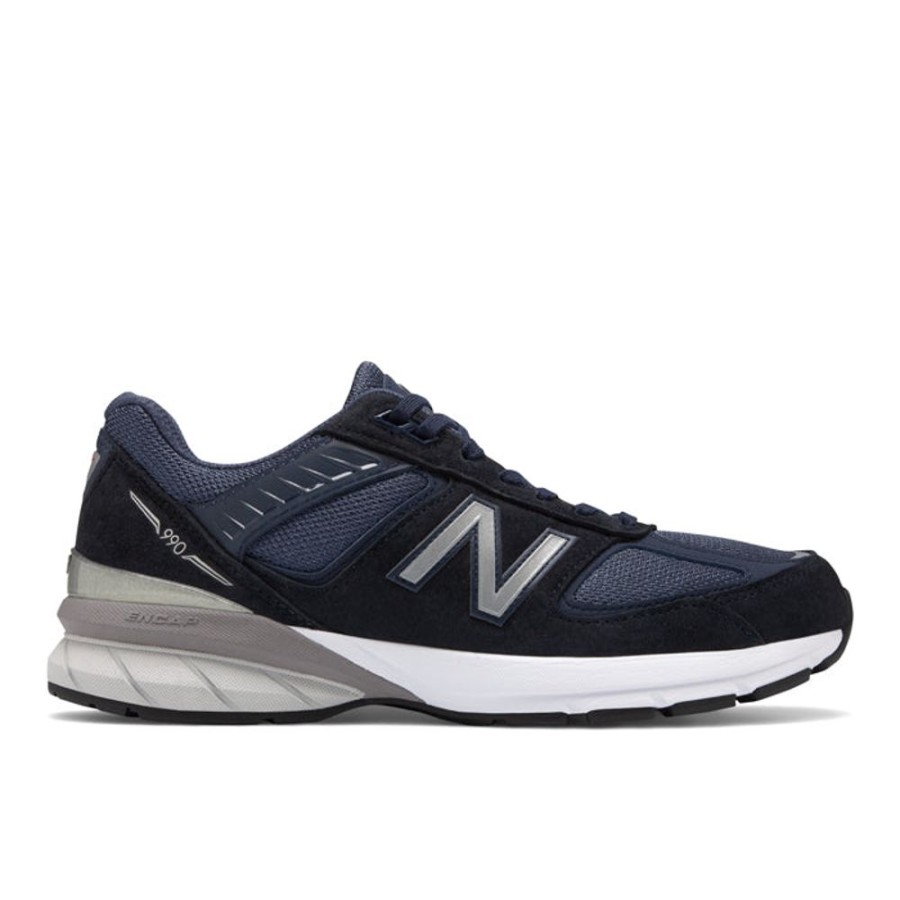 Mens Shoes New Balance | Mens New Balance 990V5 Navy With Silver