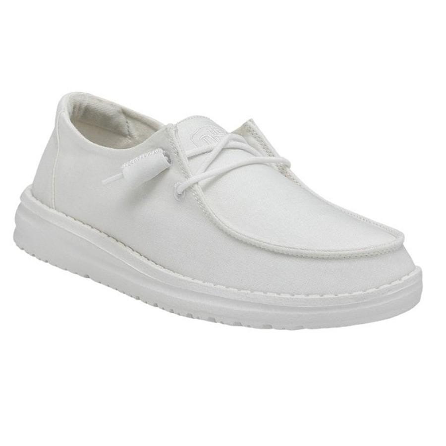 Womens Shoes Hey Dude | Womens Hey Dude Wendy Slub Canvas In White