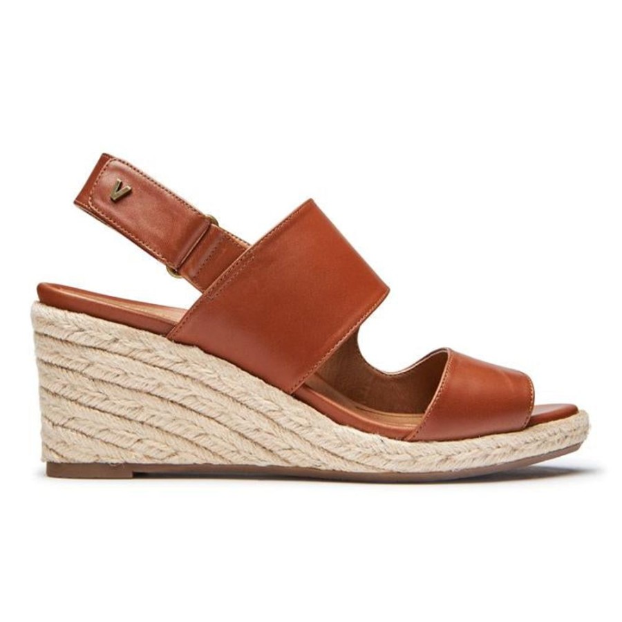 Womens Shoes Vionic | Womens Vionic Brooke Wedge Sandal Cognac