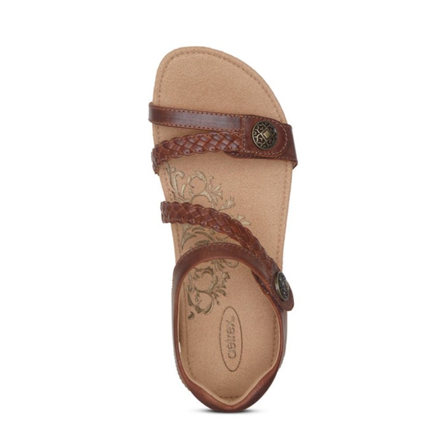 Womens Shoes Aetrex | Women'S Aetrex Jillian Braided Quarter Sandal In Walnut