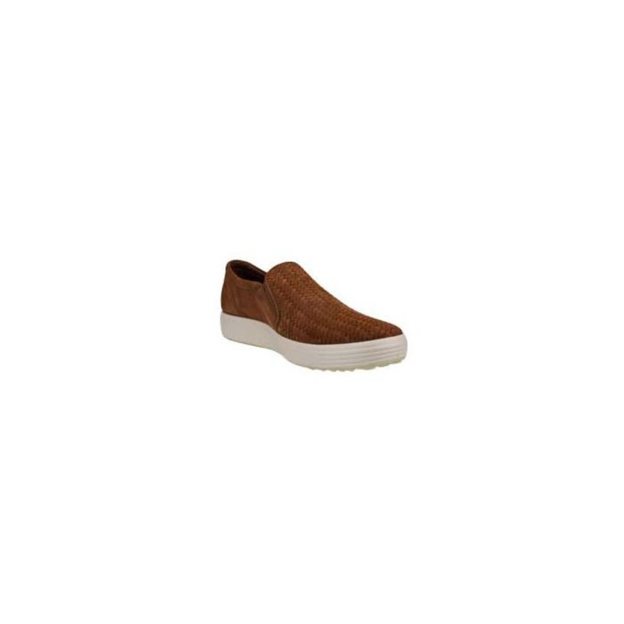 Mens Shoes Ecco | Mens Ecco Soft 7 Woven Slip-On In Camel