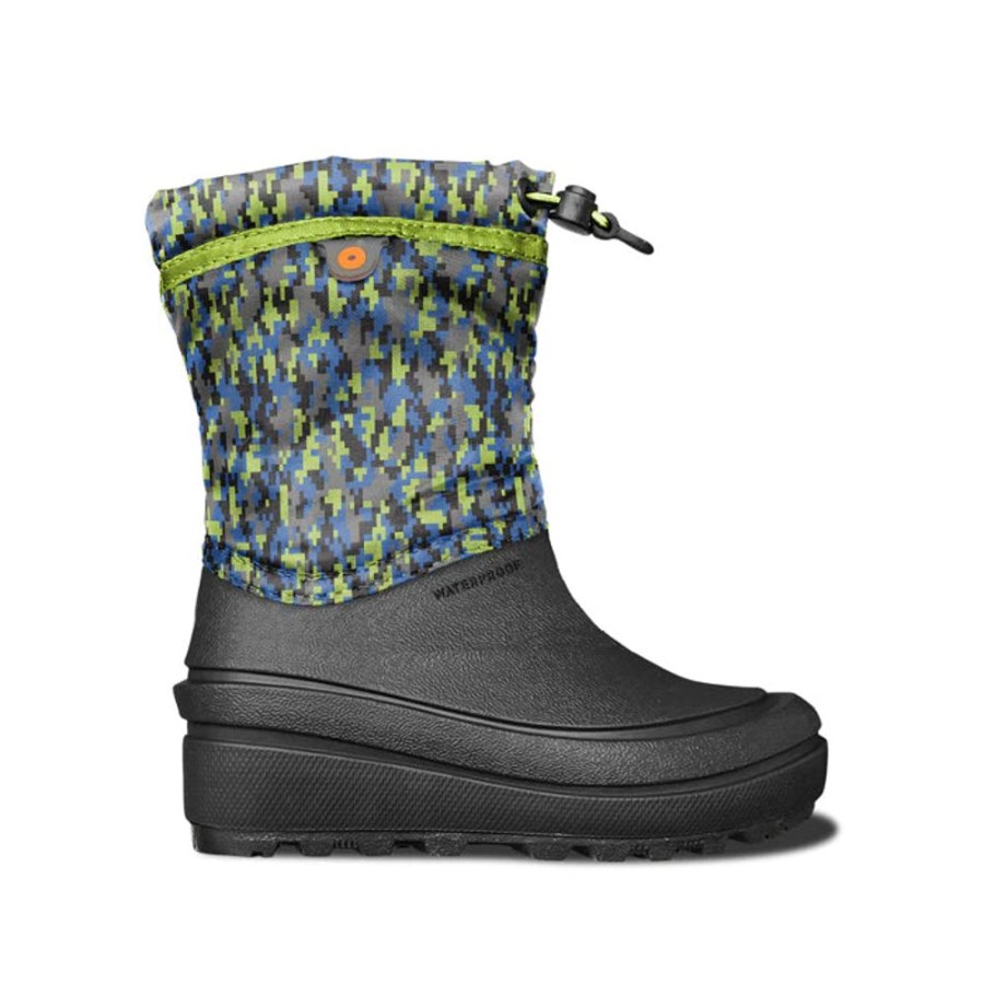 Boys Shoes Bogs | Big Boy Bogs Snow Shell Digital Maze In Black Multi