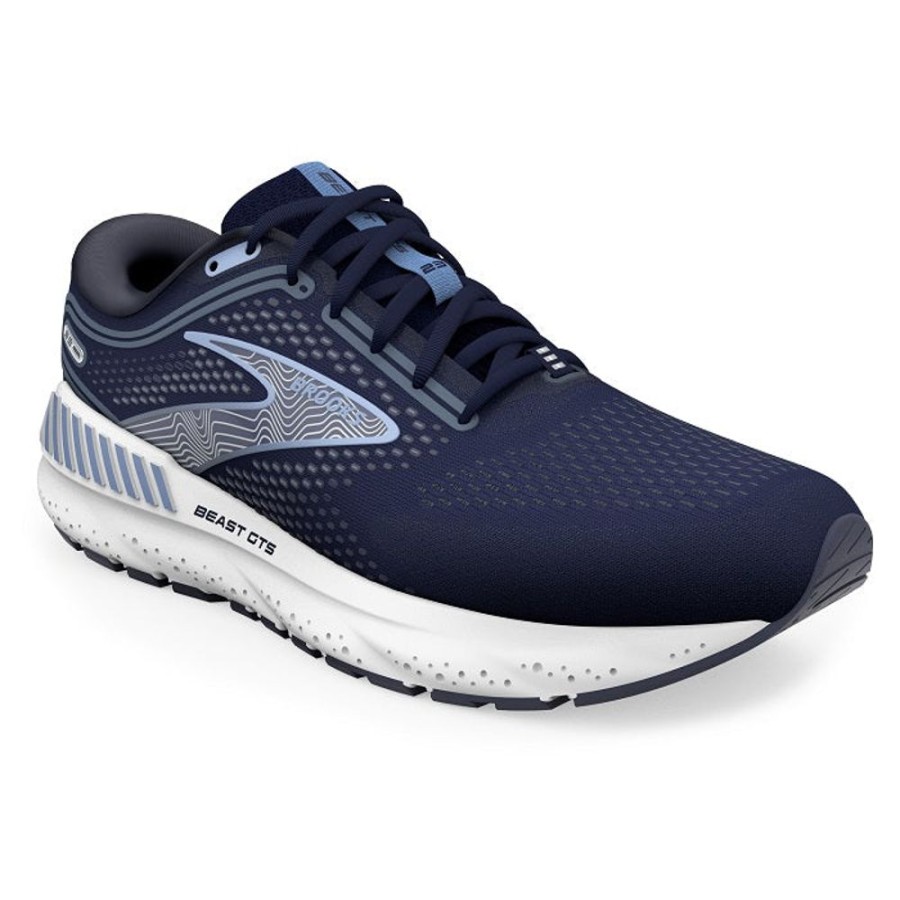 Mens Shoes Brooks Running | Mens Brooks Running Beast Gts 23 In Peacoat/Blue/White