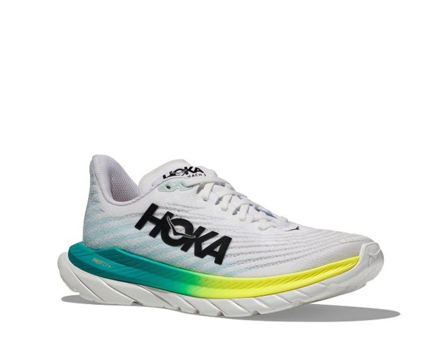 Womens Shoes Hoka | Womens Hoka Mach 5 Wide In White/Blue Glass