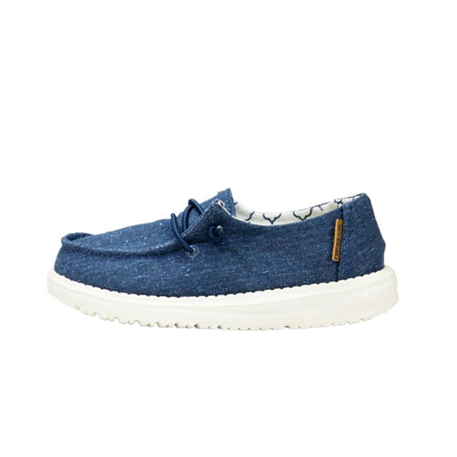 Girls Shoes Hey Dude | Little Girl Hey Dude Wendy Slip On Loafer In Sparkling Denim