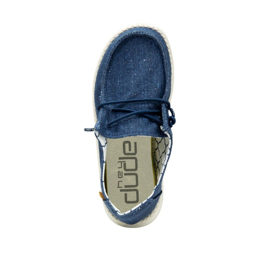 Girls Shoes Hey Dude | Little Girl Hey Dude Wendy Slip On Loafer In Sparkling Denim