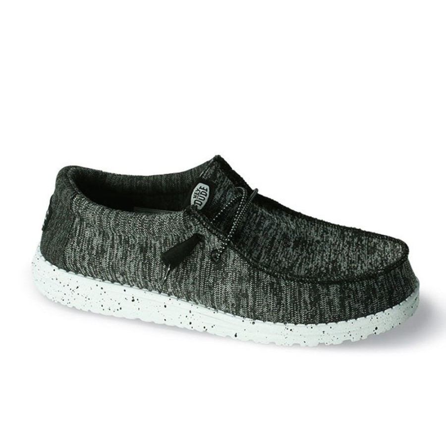 Mens Shoes Hey Dude | Mens Hey Dude Wally Sport Knit In Black/White