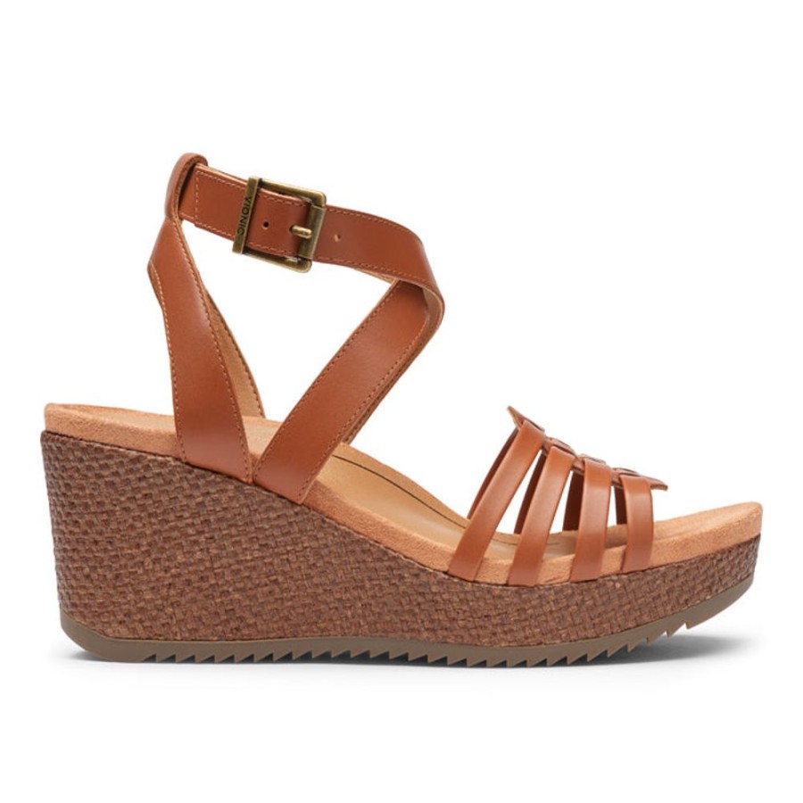 Womens Shoes Vionic | Womens Vionic Clarisa Wedge Sandal Cognac