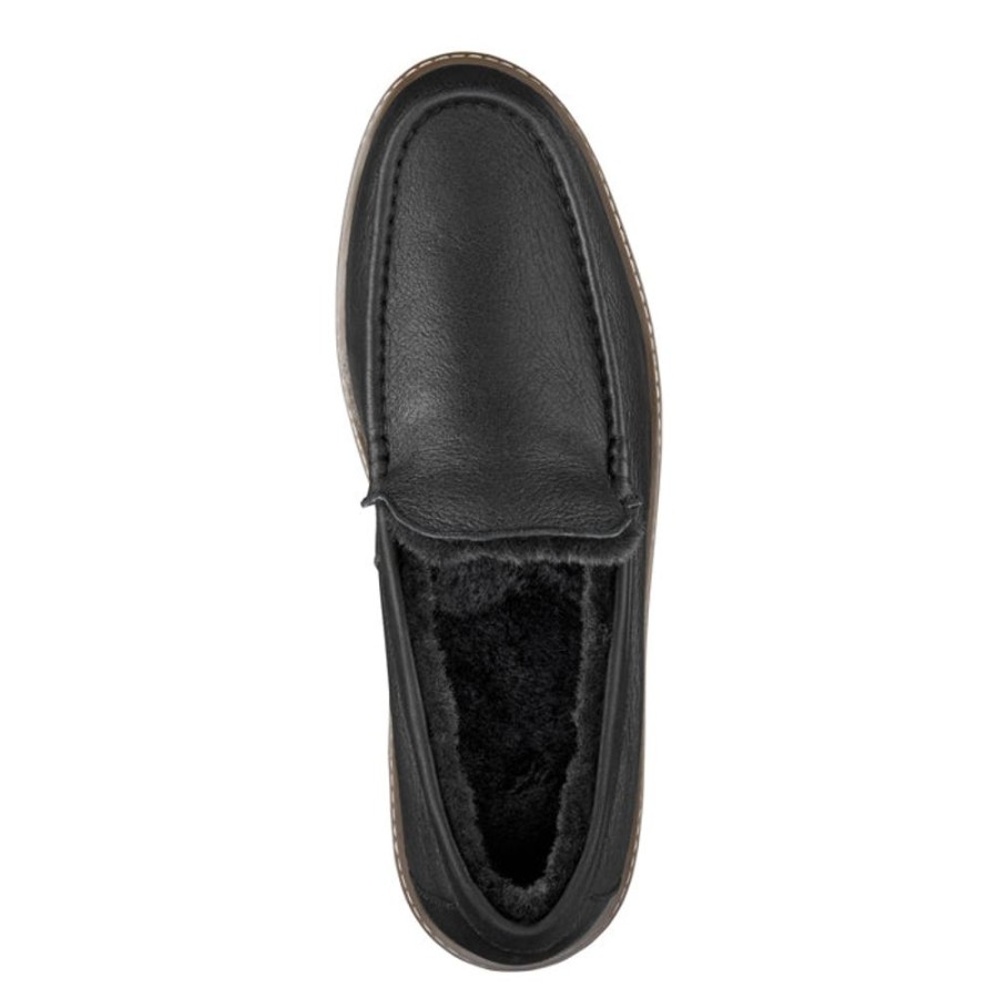 Mens Shoes Johnston & Murphy | Mens Johnston & Murphy Mcguffey Shearling Slipper Black