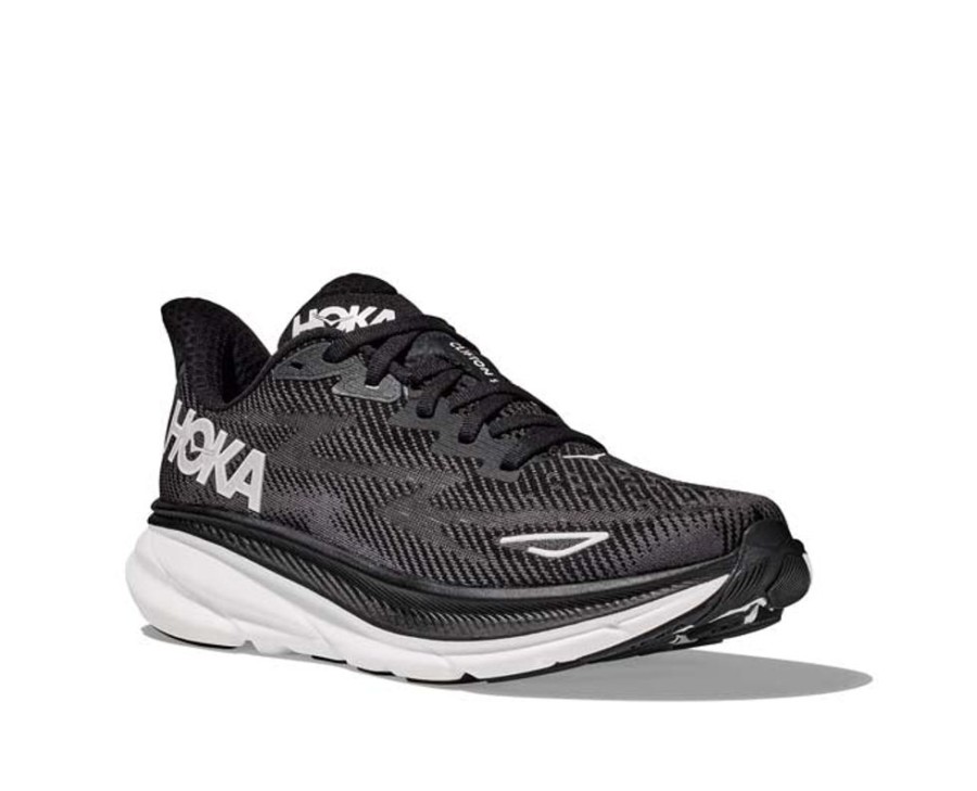 Mens Shoes Hoka | Men'S Hoka Clifton 9 Wide In Black/White