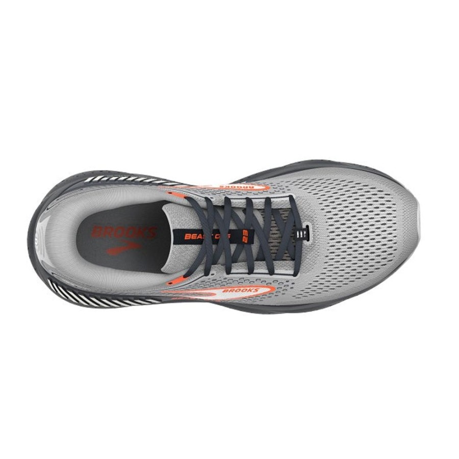 Mens Shoes Brooks Running | Mens Brooks Running Beast Gts 23 In Grey/Scarlet/Ebony