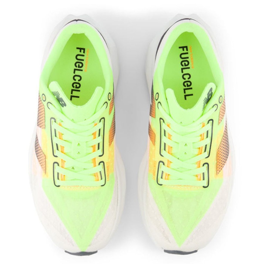 Womens Shoes New Balance | Womens New Balance Fuelcell Rebelv4 In White/Bleached Lime Glo/Hot Mango