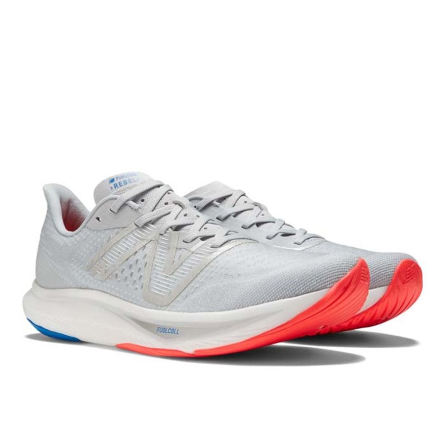 Mens Shoes New Balance | Mens New Balance Fuelcell Rebel V3 In Light Aluminum Electric Red/Cobalt