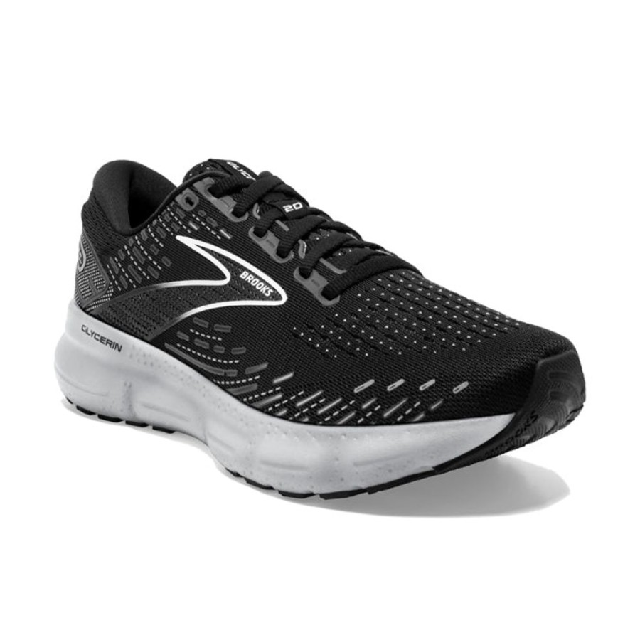 Womens Shoes Brooks Running | Women'S Brooks Running Glycerin 20 In Black/White/Alloy