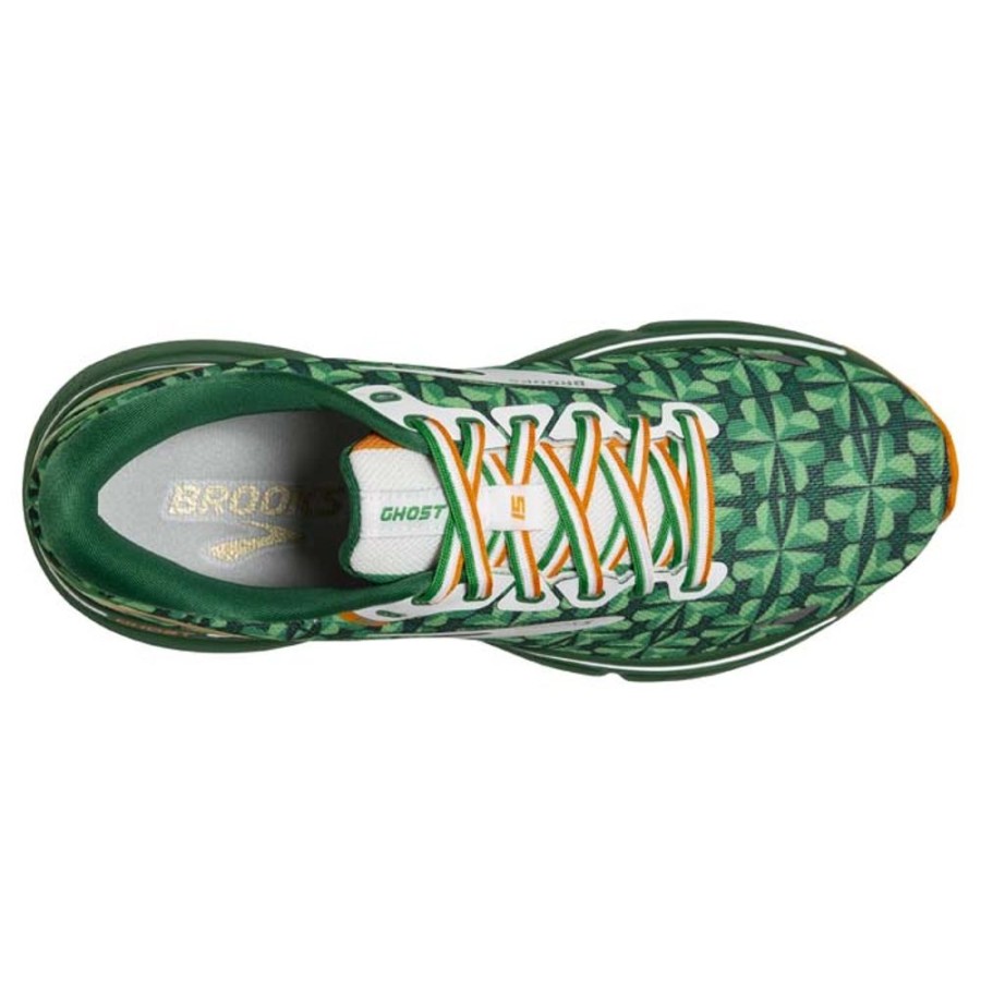 Mens Shoes Brooks Running | Mens Brooks Running Ghost 15 Run Lucky In Green/White/Orange