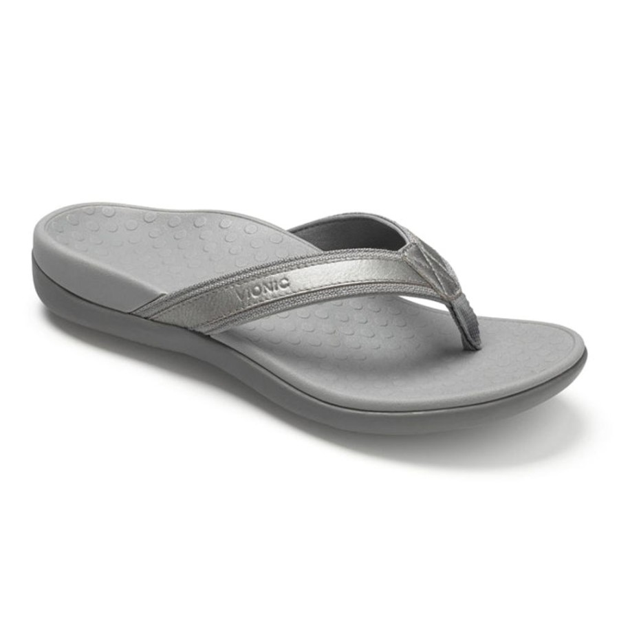 Womens Shoes Vionic | Womens Vionic Tide Ii Toe Post Sandal Pewter