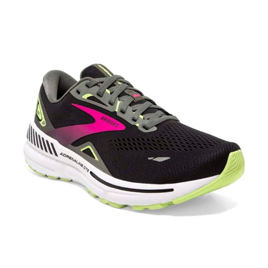 Womens Shoes Brooks Running | Womens Brooks Running Adrenaline Gts 23 In Black/Gunmetal/Sharp Green